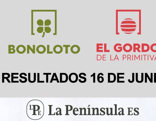 Bonoloto y El Gordo de la Primitiva, resultados del sorteo del 16 de junio. Fuente: Producción La Península