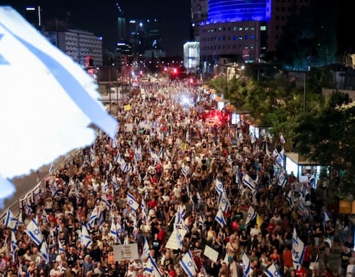 Más de 150.000 israelíes protestaron contra el Gobierno este sábado. Fuente: AFP